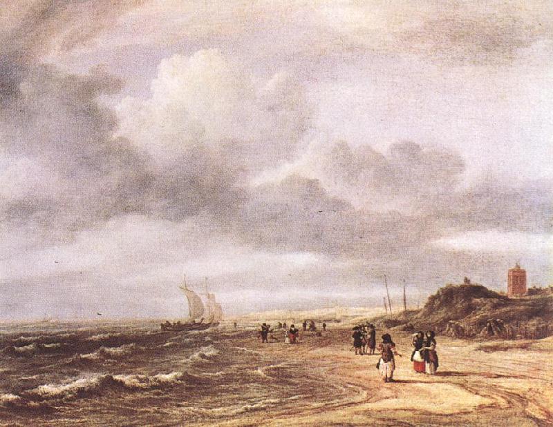 RUISDAEL, Jacob Isaackszon van The Shore at Egmond-an-Zee  d oil painting picture